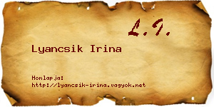Lyancsik Irina névjegykártya